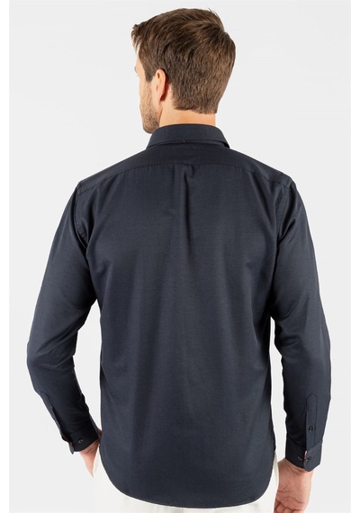 Tudors Klasik Fit Rahat Kesim Poplin Oxford Erkek Gömlek-23430 Lacivert