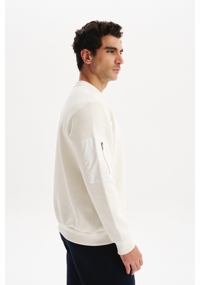 AR-MA Arma Erkek Regular Fit Basic 3 İplik Şardonlu Bisiklet Yaka Sweatshirt Pamuk Polyester Karışımlı K30124603302 Ekru