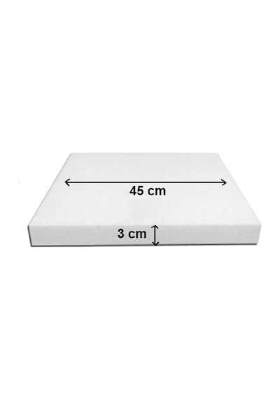 Dekoras Strafor Köpük Kare Pasta Taban Altlığı 45x45x3 Cm beyaz