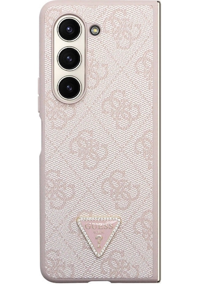 Galaxy Z Fold 5 Uyumlu Kılıf Guess Lisanslı Pu Deri Taşlı Üçgen Logo 4g Desenli Strass Siyah