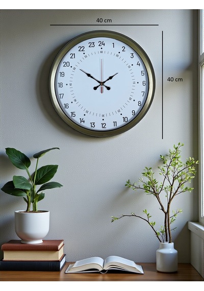 40 Cm Eskitme Metal 24 Saat Göstergeli Özel Tasarım Duvar Saati Pl-4097e