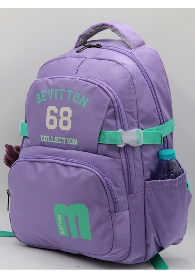 Özel Su İtici Kumaş Unisex Lila-yeşil Okul Sırt Çantası 34500