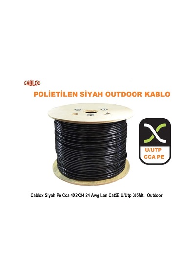 Cablox Siyah Pe Cca 4x2x24 24 Awg Lan Cat5e U/utp 305m Outdoor