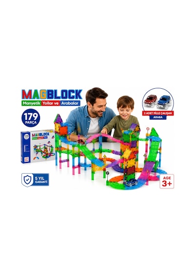 Magblock Manyetik 179 Parça Yollar Ve Arabalar Oyun Seti