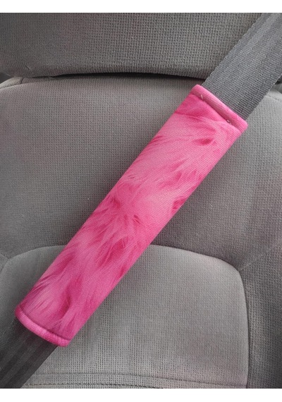 Pembe Tie-dye Desenli Emniyet Kemeri Pedi, Yumuşak Süngerli Kumaş, 26 Cm, Universal, 2 Adet