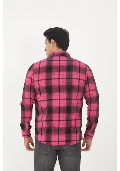 Mcz Giyim Pembe Renk Uzun Kollu Slim Fit Erkek Oduncu Gömleği