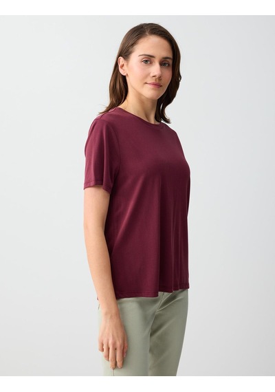 Jimmy Key Bordo Kısa Kollu Bisiklet Yaka Modal Örme Tişört 6sw275490562