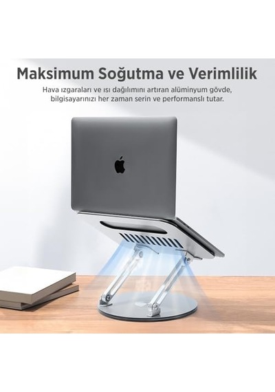 360 Dönebilen Yükseklik Ayarlı Metal Notebook Laptop Standı