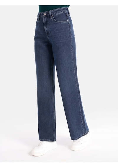 Colins 970 Berry Regular Fit Yüksek Bel Geniş Paça Denım Kadın Pantolon Cl1066408 Mavi Colins 970 Berry Regular Fit Yüksek Bel Geniş Paça Denım Kadın Pantolon Cl1066408 Mavi
