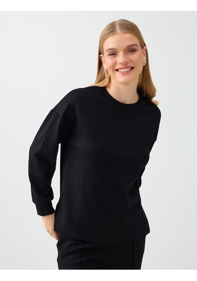 Jimmy Key Siyah Rahat Kesim Bisiklet Yaka Modal Sweatshirt 6ww238605900