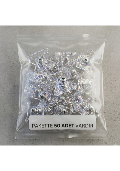 Açılı T Bağlantı Dereceli Çektirme Şeffaf Plastik Köşe Birleştirme Kelebek 50 Adet
