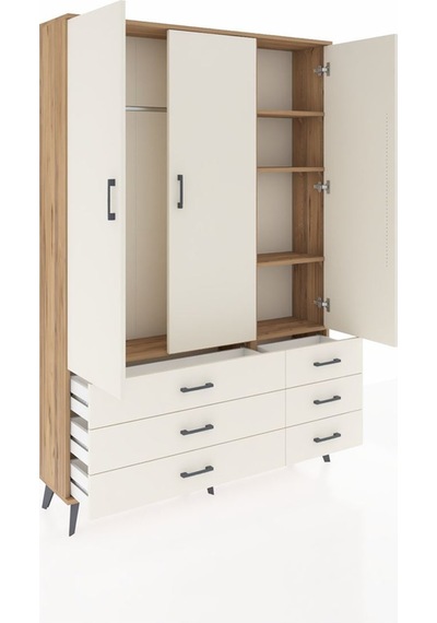 Arges Dolap 5 Raflı 6 Çekmeceli Tek Askılı 132x30x195 Çam-aytaşı/aytaşı Aytası/aytası Arges Dolap 5 Raflı 6 Çekmeceli Tek Askılı 132x30x195 Çam-aytaşı/aytaşı Aytası/aytası