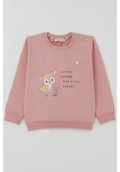 Breeze Kız Çocuk Sweatshirt Dostluk Temalı Sevimli Hayvancıklar Baskılı 1.5-5 Yaş , Gülkurusu Breeze Kız Çocuk Sweatshirt Dostluk Temalı Sevimli Hayvancıklar Baskılı 1.5-5 Yaş , Gülkurusu
