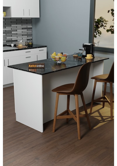Ae-2040 Vera Mutfak Adası Bar Masası Yemek Masası Dolaplı, B/sm