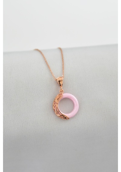 Papatya Silver 925 Ayar Gümüş Rose Kaplama Ejderha Desenli Pembe Simit Kolye