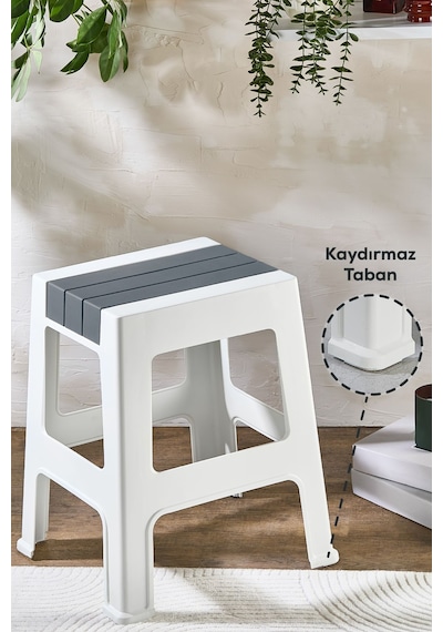 Vienev Plastik Büyük Tabure Gri Gri