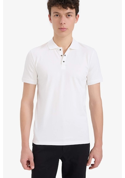 DeFacto Slim Fit Dar Kesim Polo Yaka Kısa Kollu Dokulu Basic Düz Tişört T5259AZ25SMWT32