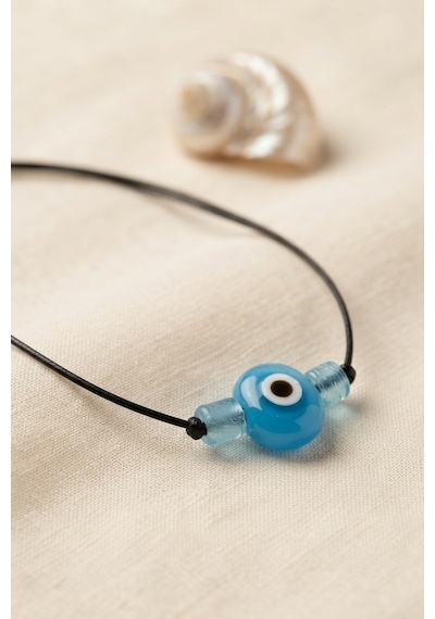 Handmade Bohem Açık Mavi Nazar Kolye Çok Renkli
