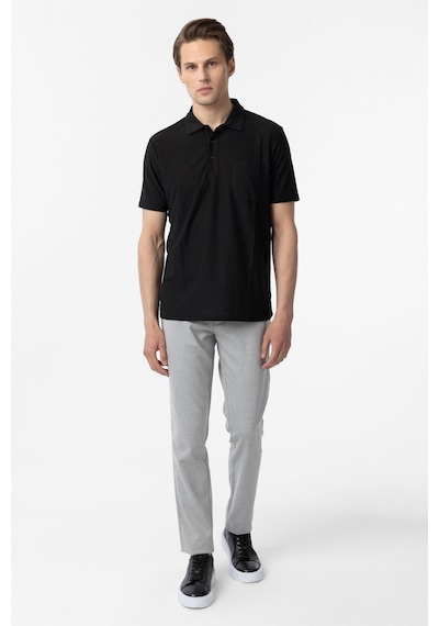 Süvari Siyah Regular Armürlü Polo Yaka Tişört-37273 Siyah