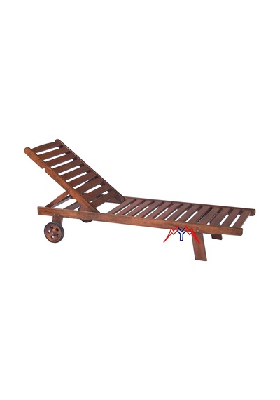 Motoryagmarket Riva Kademeli Ahşap Şezlong Tekerlekli -5Cm Minderli