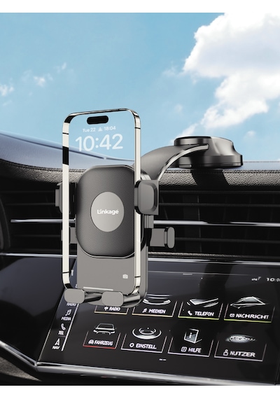 Linkage Lkh-41 Vantuzlu Araç İçi Telefon Tutucu 360 Döner Başlık Tek Tuşla Sabitleme Ön Cam & Siyah