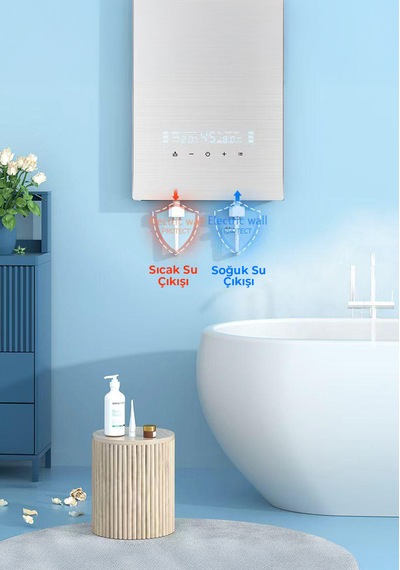 Merkezi Sistem Dijital Akıllı Şofben Büyük Boy Gri 12500w Banyo Ve Mutfakta Aynı Anda Sıcak Su