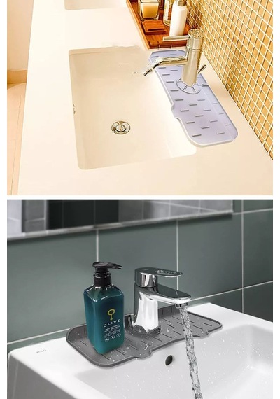 Buffer Lavabo İçin Silikon Esnek Mat Musluk Sapı Damlama Tutucu Raf Mutfak Tezgahı Sıçrama K