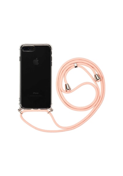 Apple Uyumlu iPhone  8 Plus Kılıf Boyna Askılı İpli Şeffaf Kılıf