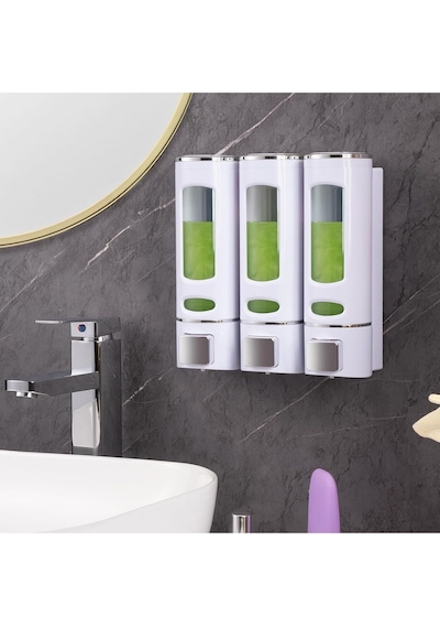 Dln Shop 3'lü Set: 400 Ml Plastik Sıvı Sabunluk Duş Jeli Şampuan Şişesi Otel, Banyo, Mutfak Beyaz