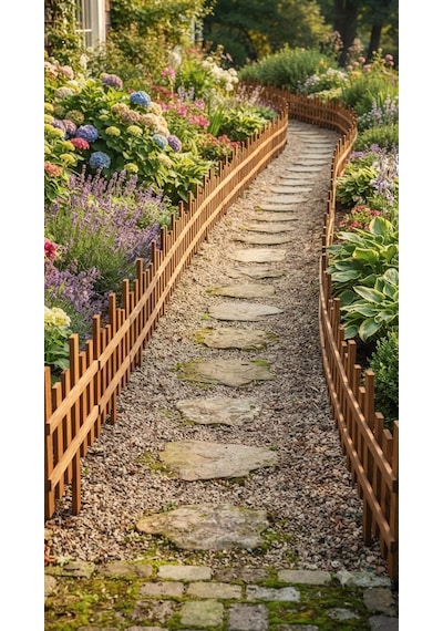 Dekoratif Doğal Ahşap Bahçe Çiti Kazıklı 20x50cm Kahverengi Emprenye