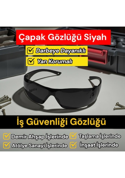 İş Güvenliğine Uygun Çapak Gözlüğü Siyah
