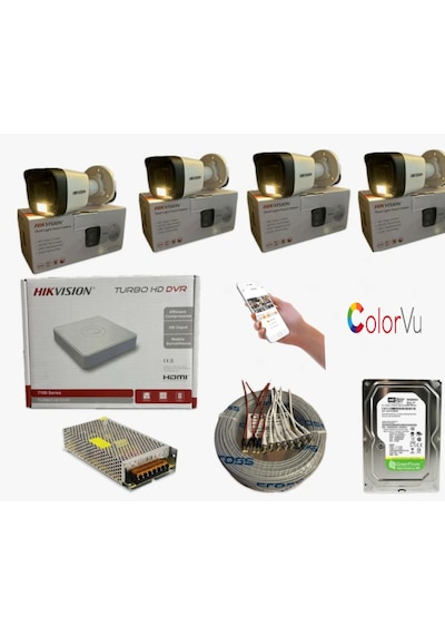 Hikvision 4 Kamerali Gece Renkli 4 Kanal 500gb Hdd