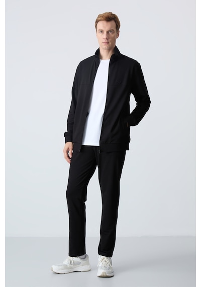 Tommy Life Siyah Pamuklu Kalın Yumuşak Dokulu Comfort Fit Basic Erkek Eşofman Takım - 85260 Siyah