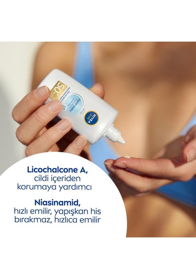 Sun Spf50+ Hafif Dokulu Güneş Koruyucu Yüz Kremi 40ml, Yüksek Güneş Koruyucu, Erken Yaşlanma Karşıtı, Tüm Cilt Tipleri
