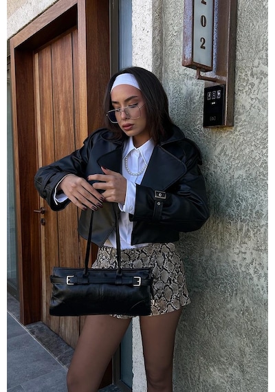 Shule Bags Enyola Vintage Baget Çanta Siyah Siyah