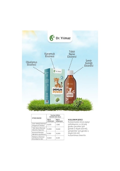 Dr. Yılmaz Immunpower Kekik Ekstresi İçeren Takviye Edici Gıda 150 ML