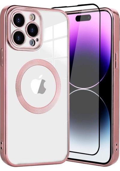 Smcase Apple Uyumlu iPhone 14 Pro Max Kılıf Kamera Korumalı Omega Lazer Silikon Tam Kapatan Ekran Koruyucu Siyah