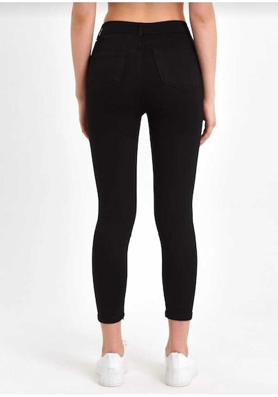 Siyah Yüksek Bel Dar Paça Jeans Siyah