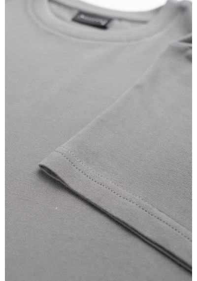 Goffra Kadın Vision Bisiklet Yaka Premium Kalite Yoğun Dokulu Pamuklu T-shirt Koyu Gri W101-r0220-04