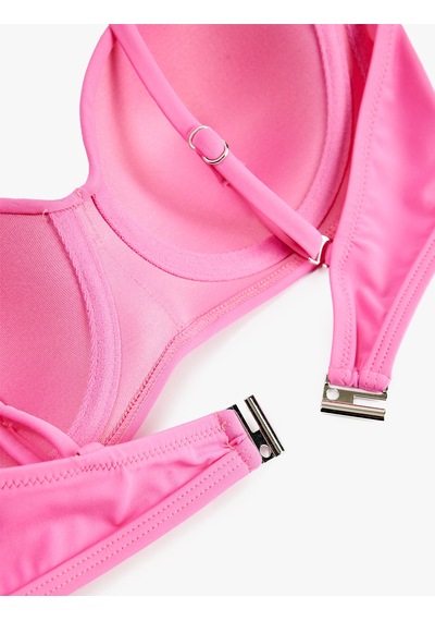 Koton Drape Detaylı Çıkarılabilir Askılı Straplez Bikini Üstü Pembe 6sak10009mm Gül