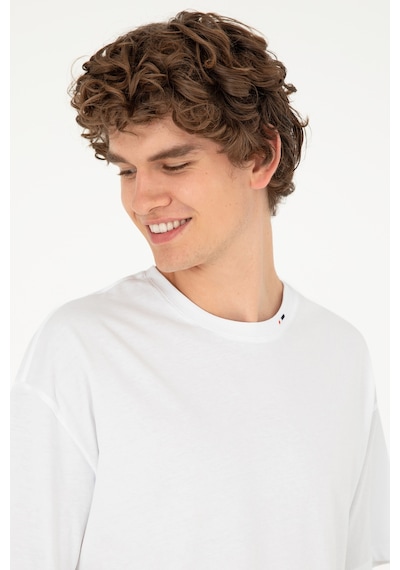 U.S. Polo Assn. Erkek Oversize Fit Bisiklet Yaka Beyaz Tişört 50294288-VR013