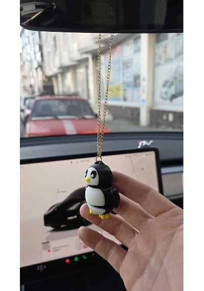 Penguen Oto Dikiz Aynası Süsü Zincirli