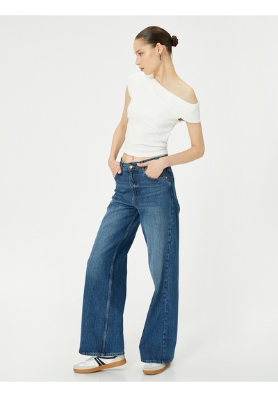 Koton Tek Omuz Üst Omzu Açık Drapeli Slim Fit Pamuklu Ekru 4sal30227ık Ekru