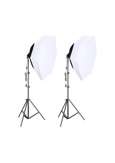 Ürün Reklam Stüdyo Youtube Vlog Tiktok Canlı Yayın Vb İçin 70cm Octagon Softbox İkili Led Sürekli Işık Seti