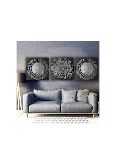 Modern Kanvas Tablo Gümüş 3 Parça Set 99