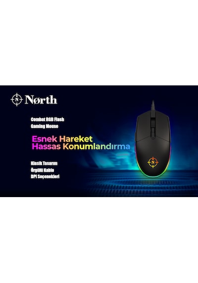 North Combat Kablolu RGB Optik Oyuncu Mouse