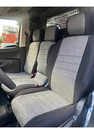 Citroen Berlingo Panelvan Uyumlu Araca Özel Oto Koltuk Kılıfı 158556 Siyah-Gri