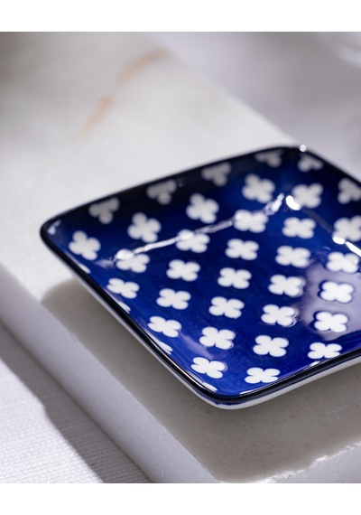 Reve Bleu Raye Kare Tabak - 12 Cm - Mavi/beyaz 8684427225615 Çok Renkli