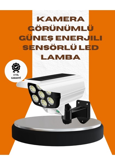 Hubrendy Tekno Solar Şarjlı Kamera Tasarımlı Led Duvar Lambası Hareket Sensörlü Dış Mekan Aydınlatma