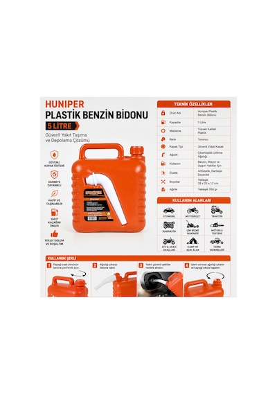 Huniper Plastik Benzin Bidonu 5 Litre